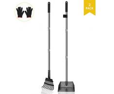 LMLMD Hundekotschaufel und Harke, Metall, Rechen mit Verstellbarer Länge-106,7 cm Langer Griff
