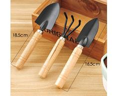 Greenlans-1 Mini-Gartenwerkzeug-Set mit Holzgriff, Harke und Kellen, 3-teilig, siehe abbildung, Einheitsgröße