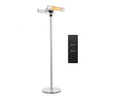 blumfeldt Heat Guard Pro - Stand-Heizstrahler, Wärmestrahler, Infrarotstrahler, Terrassenstrahler, 2 Halogen-Goldröhren, 2 x 1500 Watt, Teleskop-Fuß, max. Höhenverstellung: 30 cm, Silber