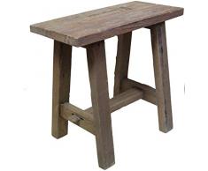 Antik 2000 Hocker Kleine Bank aus Teak-Holz Holzhocker Blumenbank Blumenhocker rustkal