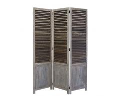 Homestyle4u 1365, Paravent Raumteiler 3 teilig, Holz Lamellen, Grau