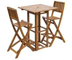 SSITG 3-tlg. Barset Gartenbar Sitzgruppe Sitzgarnitur Gartenmöbel Akazienholz