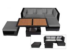 OUTFLEXX Loungemöbel-Set, schwarz aus Polyrattan-Geflecht, Loungeecke für 5 Personen, wasserfeste Kissenbox, inkl. Loungetisch