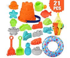 balnore Kinder 21 Stück Strand Sandspielzeug Set mit Schwimmring Sandkasten Spielzeug Set Sandspielset Strandspielzeug Sand und Wasser Spielzeug Set für Kinder ab 3 Jahre