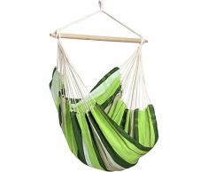 AMAZONAS Großer Hängesessel handgefertigt in Brasilien Brasil Oliva mit Querstab aus FSC Buchenholz 110 cm bis 150 kg grüngestreift
