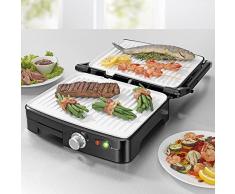GOURMETmaxx 07277 Turbo-Kontaktgrill / Tischgrill XXL | Für Fettarmes Grillen | Keramik-Antihaftbeschichtung | 1.800 Watt | Schwarz-Weiß