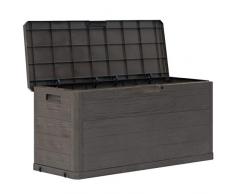 Lechnical Outdoor-Aufbewahrungsbox 280 L Garten-Aufbewahrungsschuppen Wetterfeste Kunststoff-Garten-Aufbewahrungsbox Groß, für Spielzeug, Gartenwerkzeug, Sitzbank, Balkon Braun