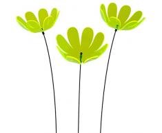 SUNPLAY Sonnenfänger Ringelblume in GRÜN, 3 Stück zu je 15 cm Durchmesser im Set + 70 cm Schwingstäbe