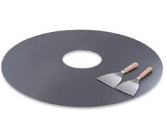 Große Grillplatte 80 cm mit 2 Grillspachteln aus Edelstahl I Feuerplattem Set I 3 mm Feuerring für Grilltonne, Metallfass, Feuerstelle I Großer Grillring rund, Plancha, Grill, BBQ, Wender, Zubehör