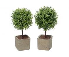 Künstliche Pflanze, Pflanzen, Topfpflanze, 2er Set, Deko, Gartendeko, Buchsbaum