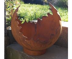 Dewoga Edelrost Deko/Feuerkugel Risse mit Standring Gartendekoration Metall