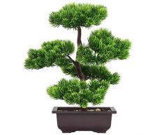 Aisamco Künstlicher Bonsai-Baum Gefälschte Pflanzendekoration Künstliche Zimmerpflanzen in Töpfen Japanische Bonsai-Kiefernpflanze 33 cm hoch für die Hauptdekoration als Desktop-Display