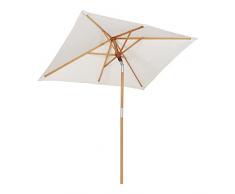 Sekey® 200 × 150 cm Holz-Sonnenschirm Marktschirm Gartenschirm Terrassenschirm Sonnenschutz UV50+ Creme Rechteckig