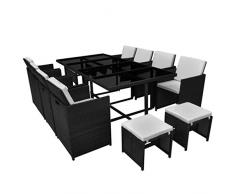 vidaXL Essgruppe 33-TLG. Poly Rattan Gartenmöbel Set Gartengarnitur Sitzgruppe