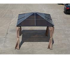 greemotion Pavillon Hardtop Graz anthrazit, inkl. Seitenteile, Partyzelt mit dunklem, lichtdurchlässigen Dach aus Polycarbonat-Platten, besonders robust, Maße: ca. 300 x 300 x 270 cm