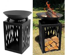 My-goodbuy24 Feuerschale Terrassenofen Metall - Höhe 63 cm - Gartenfeuer Grill Terrassenfeuer Korb Schale Feuerkorb Feuerstelle Gartendeko (Feuerschale 63cm)