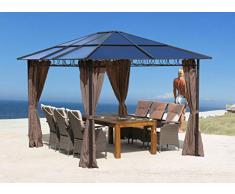 QUICK STAR Metall Garten Hardtop Pavillon 3x3,6m Doppelstegplatten Polycarbonat Dach Partyzelt Pergola