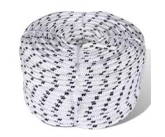 Tidyard Flechtleine Bootsseil Polyester Tauwerk Seil Mehrzweckseil 6 mm 500 m Geflochtene Polyesterseil UV- und Abriebbeständig Weiß