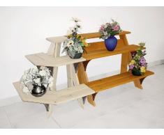 GASPO Blumentreppe FLORA 3-stufig | 80 x 56 x 60 cm | aus massivem Holz, Blumenständer für Balkon und Garten