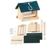 Royal Gardineer Vogelhaus Bausatz: Vogel-Futterhaus-Bausatz, mit Silo, Echtholz, zum Aufhängen, 11-teilig (Vogelhaus Futterhaus Bausatz)
