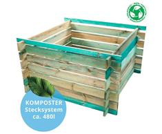BELKO Komposter 480L aus Holz, 100x100x70cm Stecksystem Bausatz, kesseldruckimprägniert