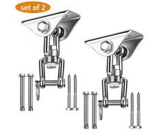 Awroutdoor SUS304 Edelstahl Schwerlast Deckenhaken Premium Hängematten Haken,4 Schraube für Beton Holz Yoga Hängematte Stuhl Sandsack,Wand-Haken,Decken-Haken,Traglast bis 450Kg