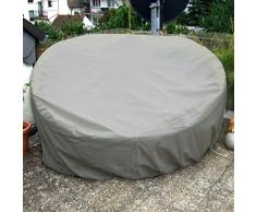 Sonneninsel Schutzhülle Rund 200cm Hellgrau Premium WASSERDICHT Liegeinsel Liege Abdeckplane Abdeckung Plane Rattan Garten Möbel Haube Hülle