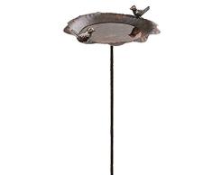 SIDCO Vogeltränke Metall Gartenstecker Vogelbad Vogelbecken Futterschale Rostoptik