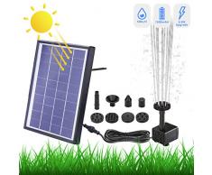 AISITIN 6.5W Solar Springbrunnen Eingebaute1500 mAh Batterie Upgraded Solar Teichpumpe Wasserpumpe Solar Schwimmender Fontäne Pumpe mit 6 Fontänenstile für Garten, Vogel-Bad,Teich,Fisch-Behälter