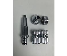 SpiceFlow Gartenset | Chrom/Messing | 2X Schnellverbinder + 1 Zoll Hahnanschluss + Adapter auf 3/4 Zoll + Gartenspritze | Gardena kompatibel