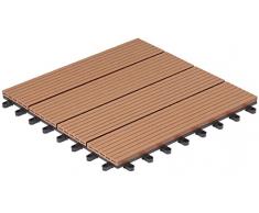 Gartenfreude 4600-1004-006 WPC Terrassen Fliesen 6-er Set circa 0,54 m2, 30 x 30 cm, Hohlprofil, hellbraun