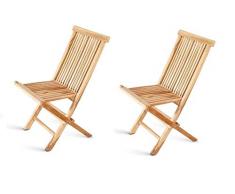 SAM Teak-Holz Klappstuhl, Menorca, 2er Set, zusammenklappbarer Hochlehner aus Massivholz, Balkon, Terrasse oder Garten