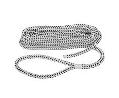 Compass Festmacherleine Ankerleine Festmacher Seil Tau mit Schlaufe aus Polyester 1530 kg Bruchlast in Weiß und Schwarz (15, Durchmesser 16 mm)