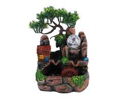 Zimmerbrunnen Tischbrunnen Innen und Außen Wasserbrunnen Springbrunnen Garten mit Zerstäuber & LED Beleuchtung Feng Shui Zierbrunnen für Zuhause, Büro, Schlafzimmer, Wohnzimmer(220V)
