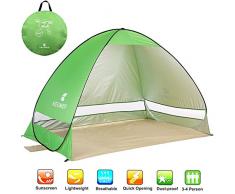 StrandZelt, Automatisches Pop-up UV-Schutz Strandmuschel Familie Tragbares Wurfzelte Sonnenschutz Outdoor Campingzelt 2-4 Person for Beach BBQ Park Angeln Berg oder Kinder Spielzeug Haus