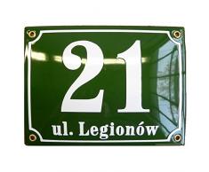 Hausnummer Hausnummernschild Emaille 15x20 cm mit Wunschstraßennamen und Nummer