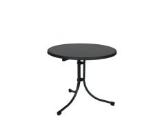 greemotion Klapptisch anthrazit, Gartentisch mit witterungsbeständiger Sevelit-Tischplatte in Schieferoptik, platzsparend klappbar, runder Tisch mit robustem Stahlgestell, besonders pflegeleicht, Maße: ca. Ø 85 x H 70 cm