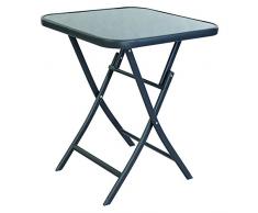 Mojawo® Bistrotisch Klapptisch Glas/Metall 60x60xH70cm Anthrazit/Dunkelgrau mit getönter Glasplatte Eckig Balkontisch Gartentisch Glastisch