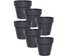 idea-station Blumentöpfe, 6 Stück, 12 cm, anthrazit, rund, Blumentopf, Blumenvase, Übertopf, Pflanzkübel, Pflanztöpfe, Pflanzentopf, Kräutertopf, Indoor, Outdoor, bruchsicher