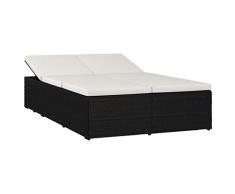 vidaXL Sonnenliege mit Auflage Gartenliege Sofa Relaxliege Gartenmöbel Rattanmöbel Gartensofa Lounge Liege Sonnenbett Poly Rattan Schwarz