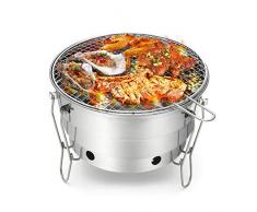 Tragbarer BBQ-Grill, Edelstahl-Faltgrill-Grill-Werkzeuge, 28cm klein für Grillen im Freien Kochen Camping Wandern Picknicks Tailgating Backpacking Party