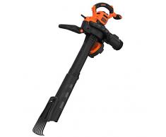 Black+Decker 3-in-1 Elektro Laubsauger & Laubbläser (3.000 Watt, mit Häcksler + aufsteckbarem Laubrechen, 72l Fangsack-Rucksack – hohe Blasgeschwindigkeit & verstellbare Saugleistung) BEBLV301