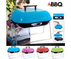 BBQ Tragbarer Grill, 37 x 37 cm, Tischgrill Barbeque Klappgrill Camping Picknick (Türkis)