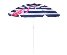 SPRINGOS Sonnenschirm Strandschirm mit Kippfunktion Gartenschirm mit Flamingos (Weiß/Marineblau)