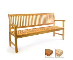 Divero 3-Sitzer Bank Holzbank Gartenbank Sitzbank 180 cm – zertifiziertes Teak-Holz Premium-Qualität unbehandelt hochwertig massiv – Reine Handarbeit – wetterfest
