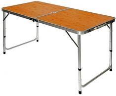 AMANKA Campingtisch 120x60cm - Alu Klapptisch Picknicktisch faltbar höhenverstallbar Bambus-Optik