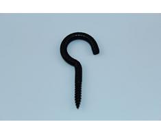 SN Schraubhaken / Deckenhaken gebogen 60mm schwarz (10 Stück)