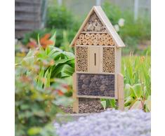 Relaxdays Insektenhotel L stehend, Nisthilfe für Bienen, Florfliegen, Marienkäfer, Holz HxBxT: 60,5 x 37 x 9 cm, natur
