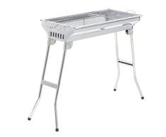 Youwise BBQ Edelstahl Holzkohlegrill Klappgrill Tragbar Camping Standgrill Silber