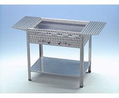 Holzkohlegrill Grill Kohlegrill aus Edelstahl 65x53x80 cm mit Seitenablagen und leicht entnehmbaren Kohlekasten mit Ascherost Grillfläche 59,5x47 cm ideal für Privat Verein Catering Gastronomie